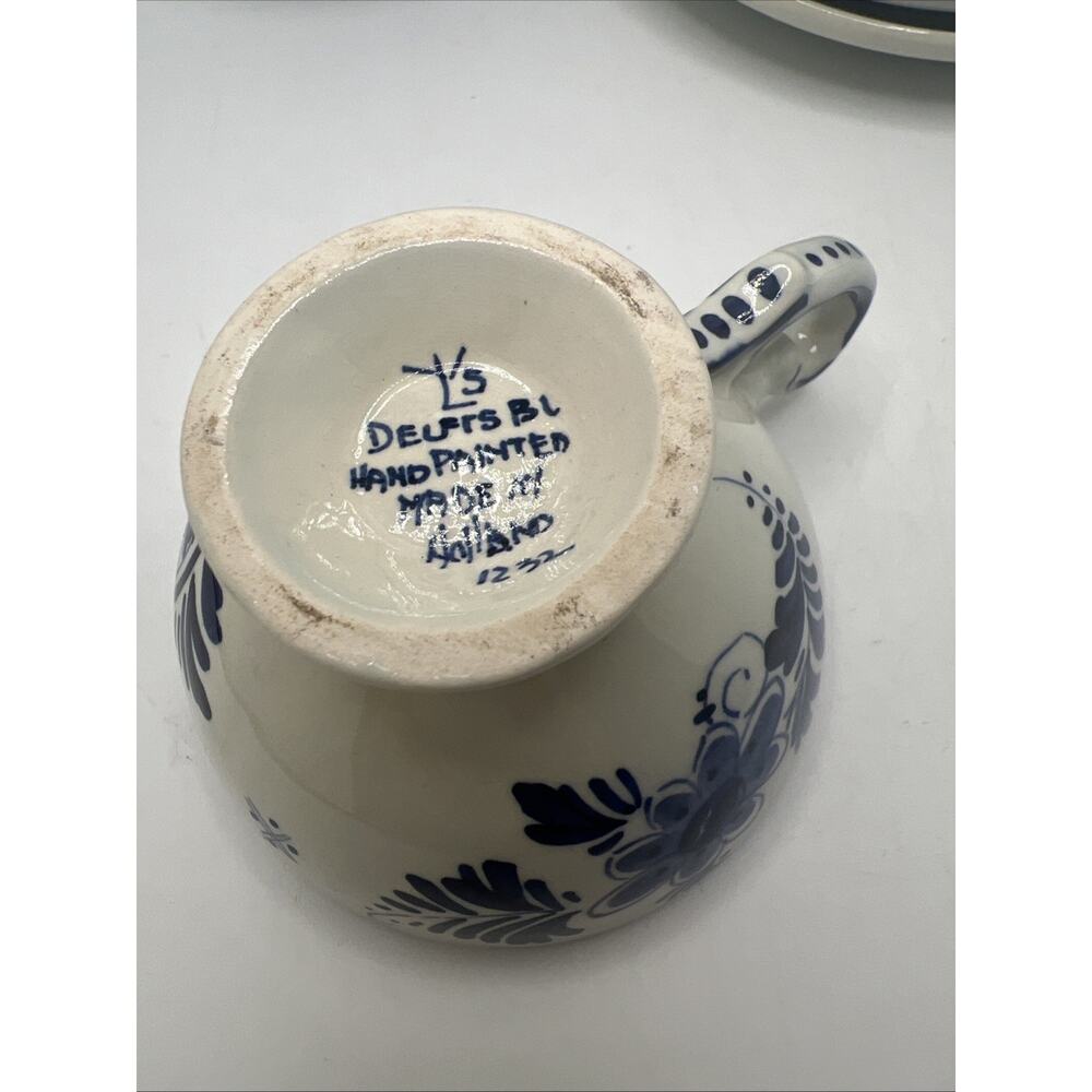 Vintage Hand Painted Delfts Blauw Blue Holland Tea Cup and Saucer Set 3 - Picture 4 of 10